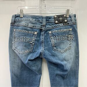 Miss Me thick stitch lightly distressed denim skinny jeans women's 30 x 33